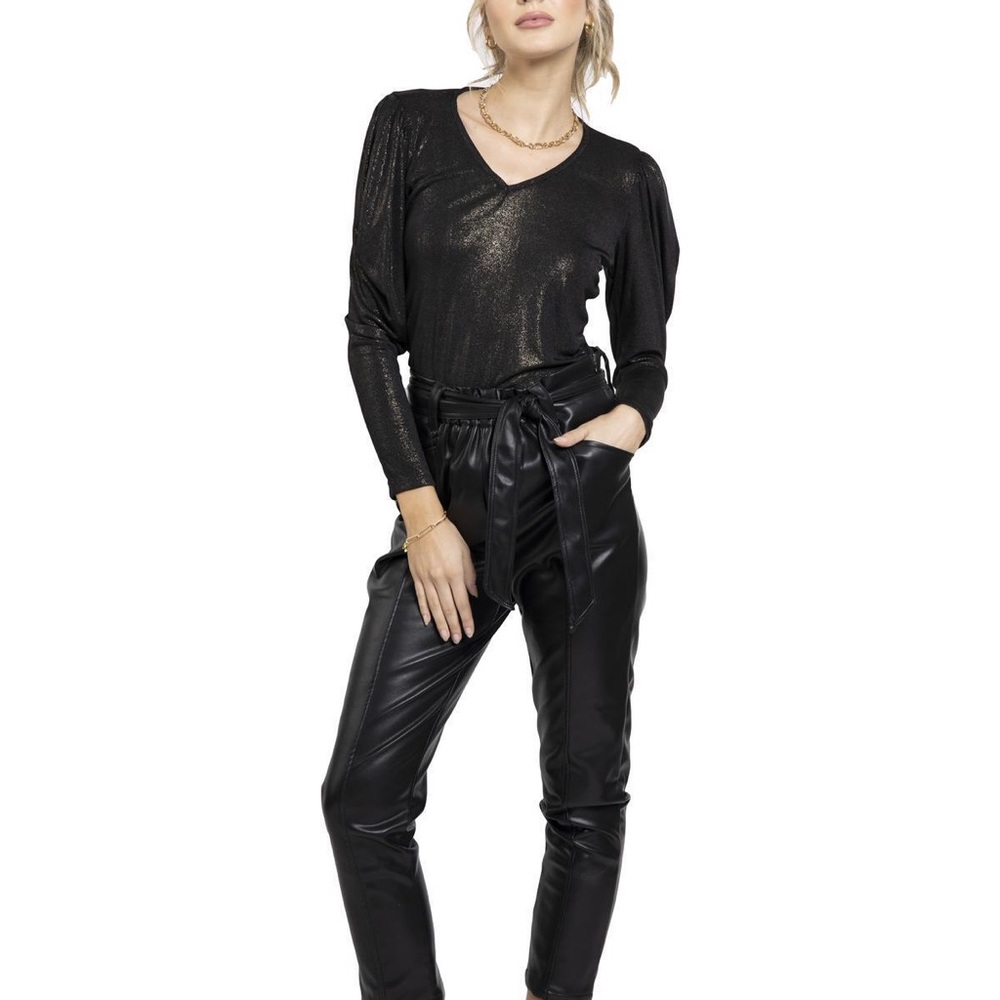 Bishop & Young Alexa Puff Sleeve Shimmer Top size Small